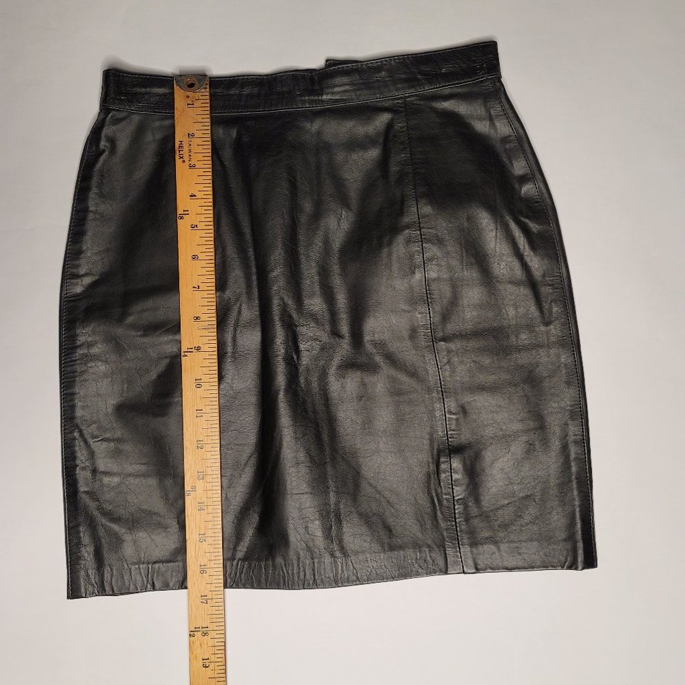 I.O.U. Black Leather Straight Mini Skirt Size 7/8
